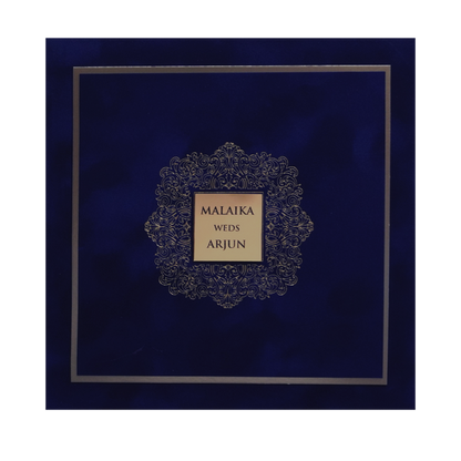 Royal Blue Velvet Padded Invitation Card