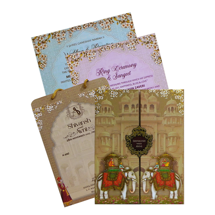 Pale Beige Brown Wedding card