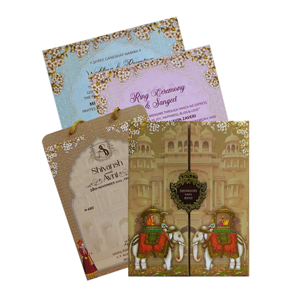 Pale Beige Brown Wedding card