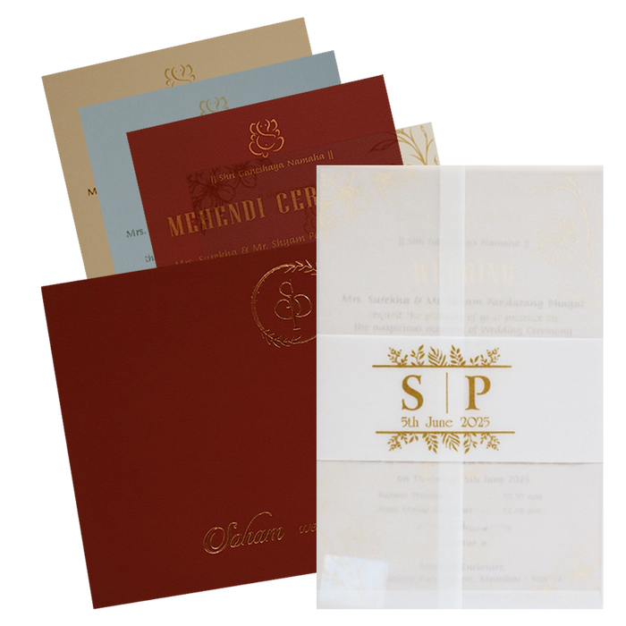 Cherry Red Tracing Invitation Card