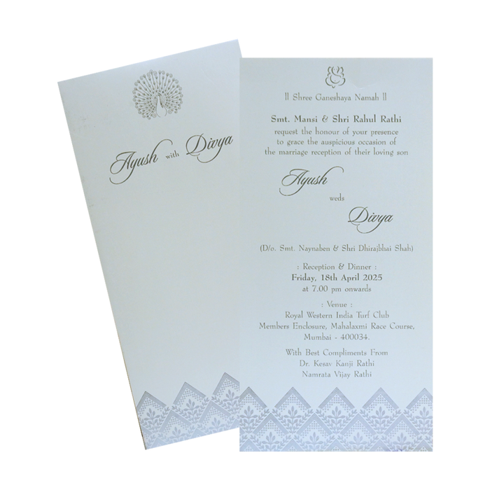 White Single Sheet Wedding Card