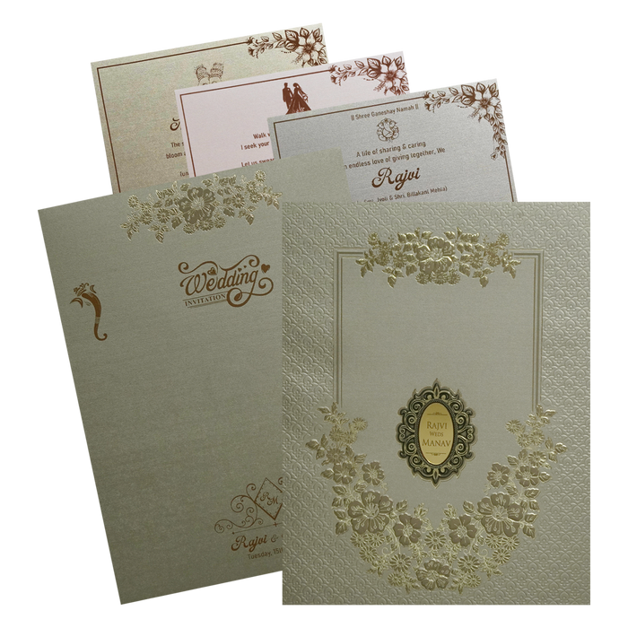 Metallic Dark Brown Padded Wedding Invitation