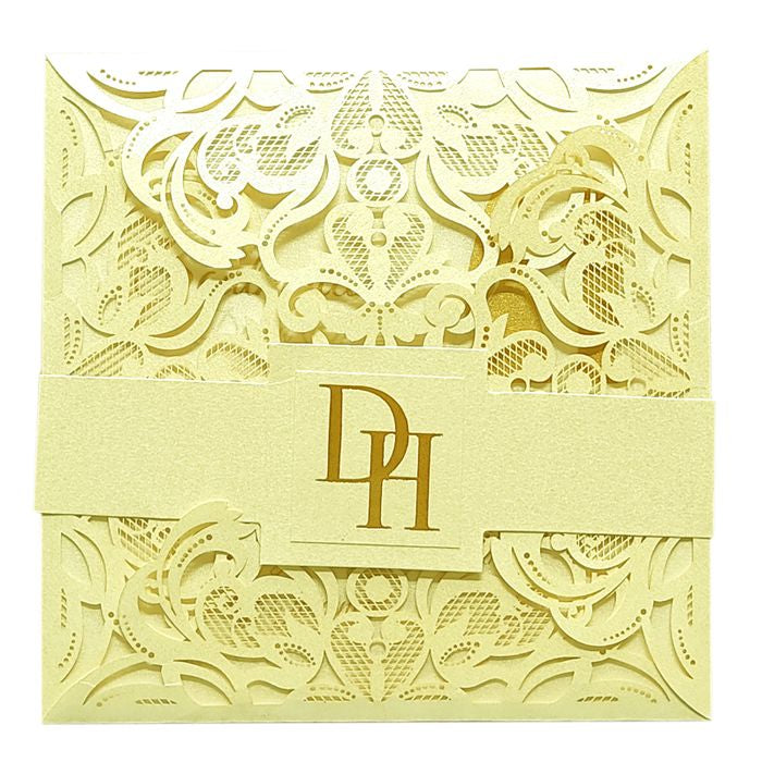 White Floral Laser Cut Invitation Card