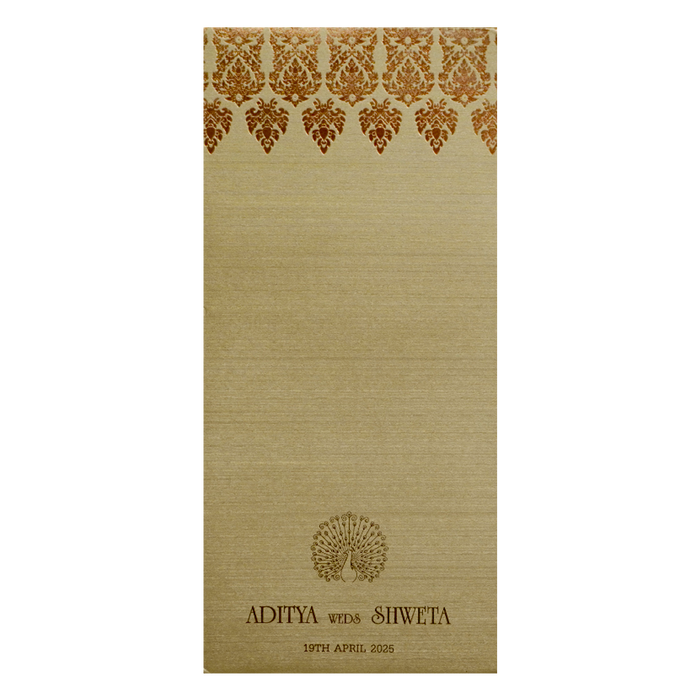 Metallic Brown Single Wedding Card