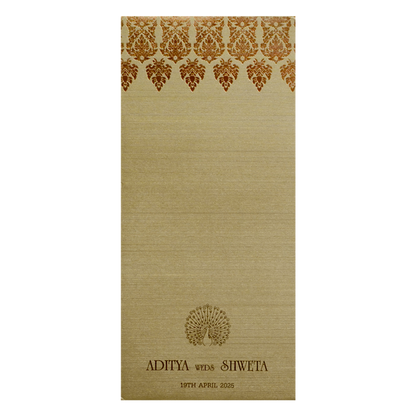 Metallic Brown Single Wedding Card