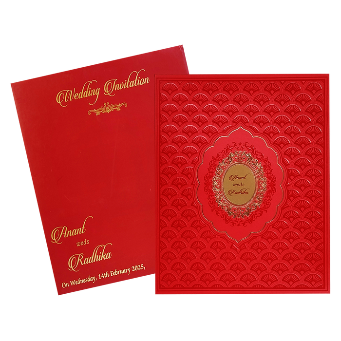 Red Embossed Wedding Invitation Card