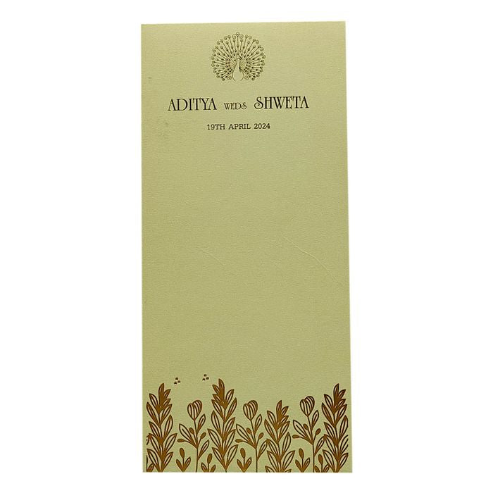 Grey Floral Foil Single Sheet Invitation Card