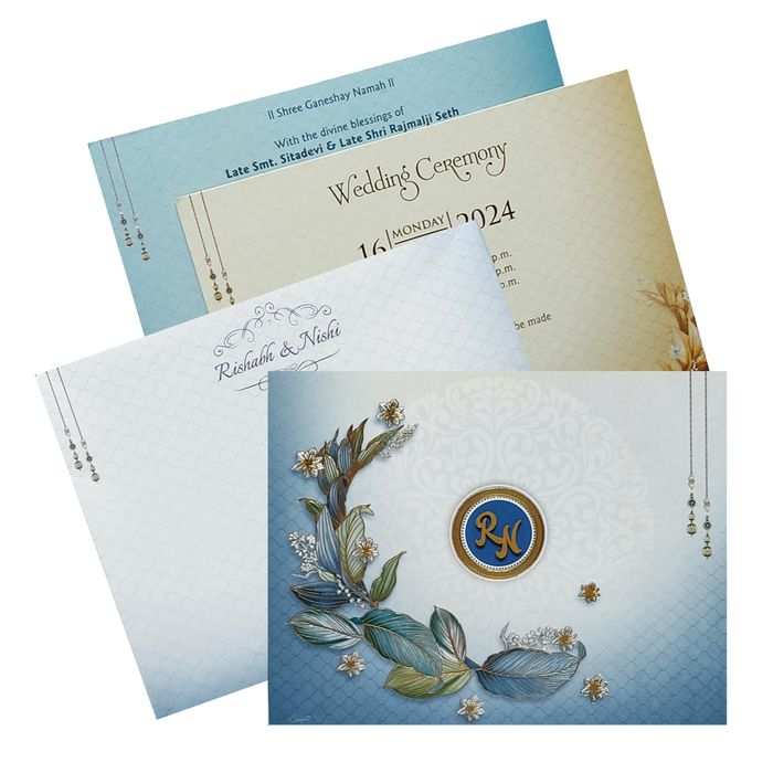 Blue Leaf Invitation Card