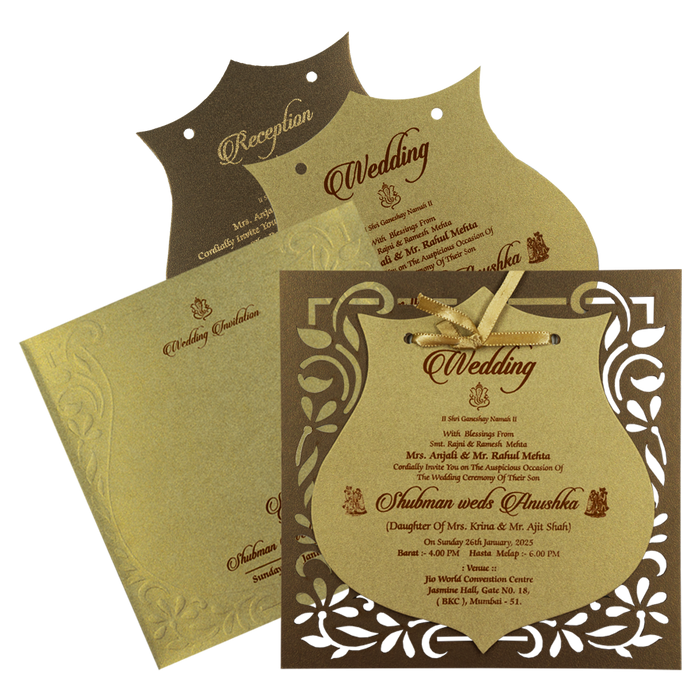 Classic Gold Laser Cut MDF Invitation Card