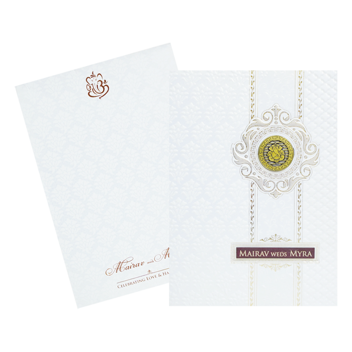White Embossed Wedding Invitation Card