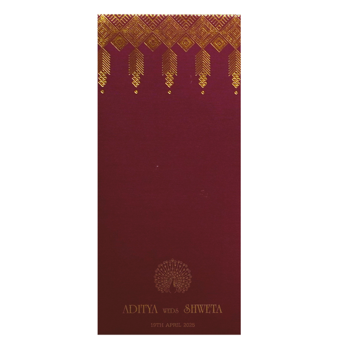 Dark Raspberry Gold Foiled Invitation