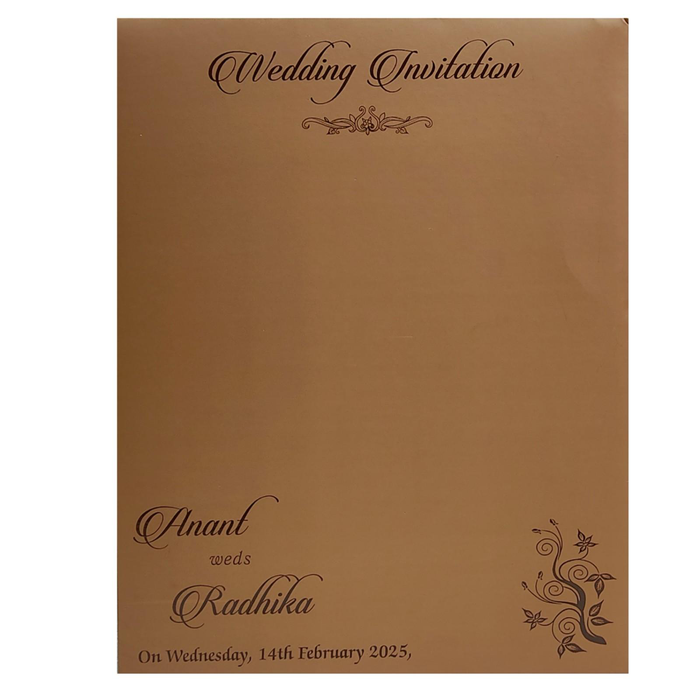 Brown Floral Acrylic Wedding Card