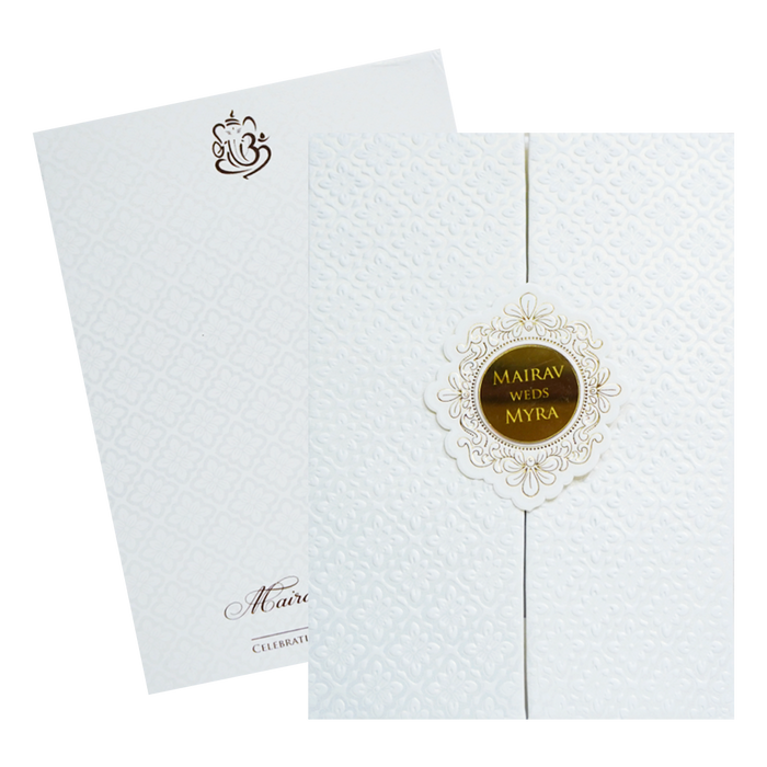 White Padded Door Wedding Card