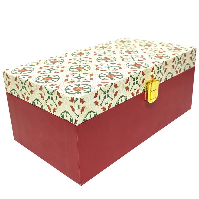 Red Traditional Floral Box Invitation-KBX0105
