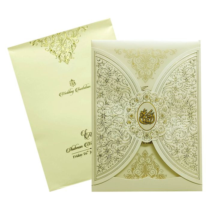 White Door Floral Wedding Invitation
