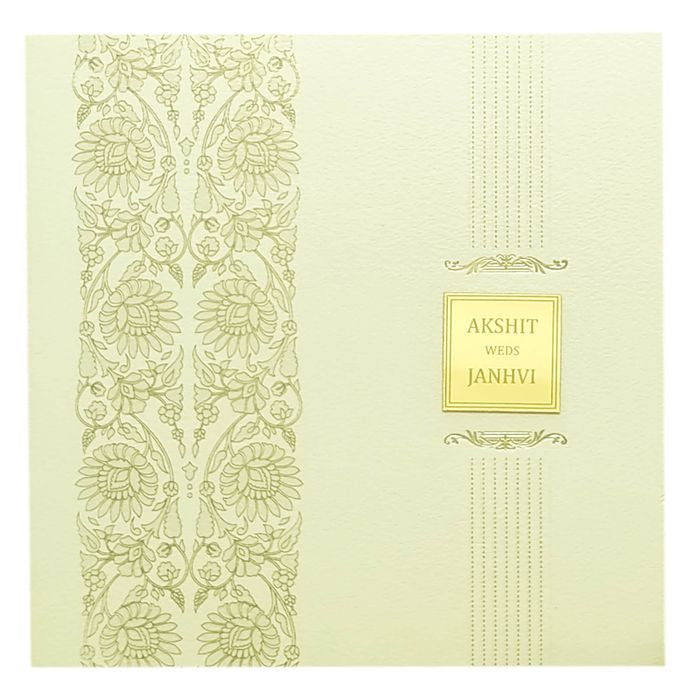 White Floral Padded Invitation Card