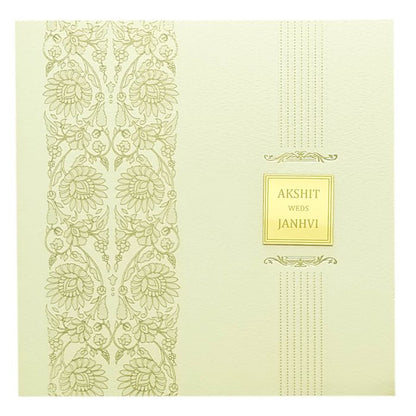 White Floral Padded Invitation Card