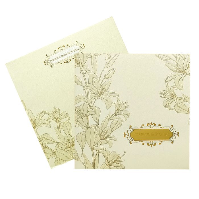 Sliver Cloud Floral Nameplate Invitation Card