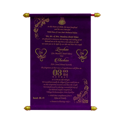 Dark Purple Velvet Scroll Card