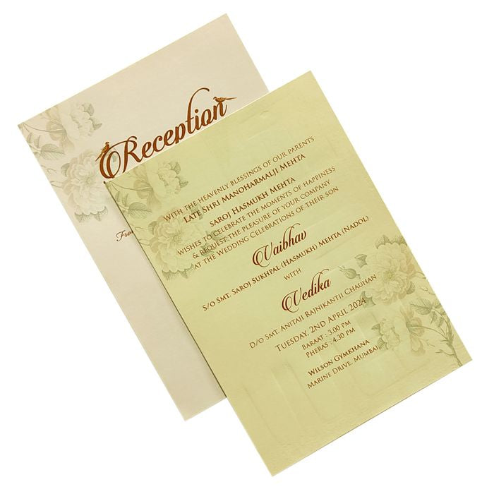 Cream Padded Lily Floral Invitation Card