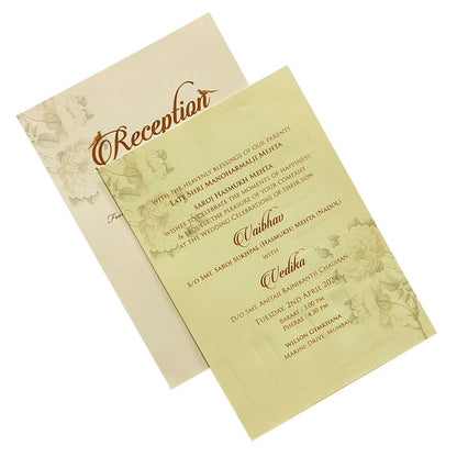 Cream Padded Lily Floral Invitation Card