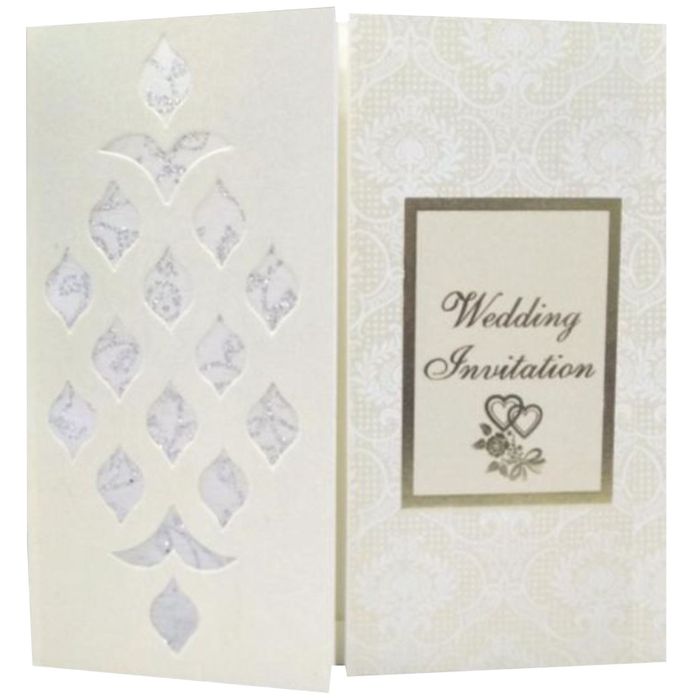White Die Cut Screen Wedding Card With Open Door Type-KNK4342I