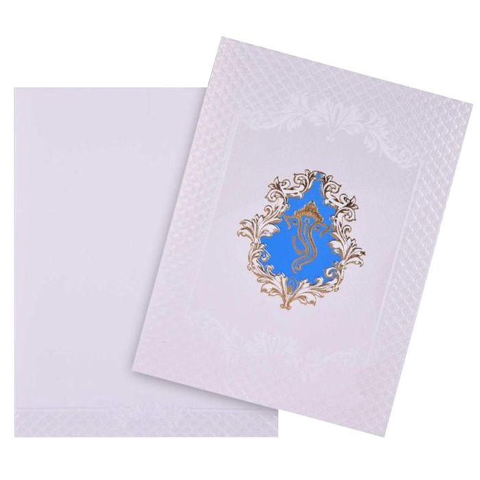 Awesome Ganesha With Blue Background Wedding Card - KNK4249