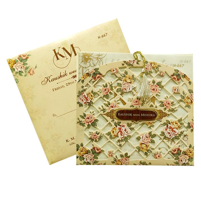 Cream Beige Tracing Sheet Wedding Card
