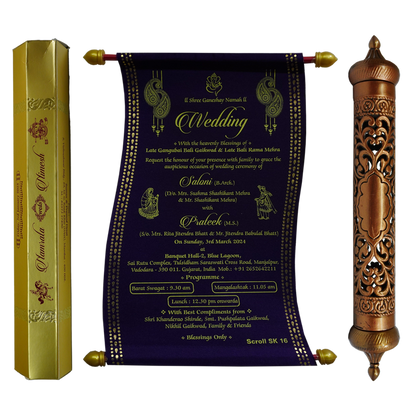 Violet Satin Scroll Card