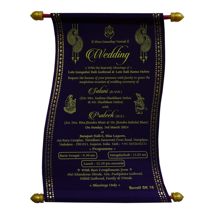Violet Satin Scroll Card