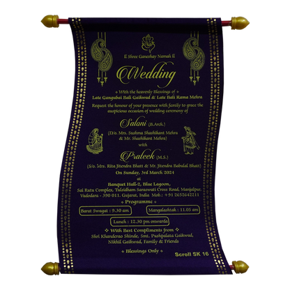Violet Satin Scroll Card