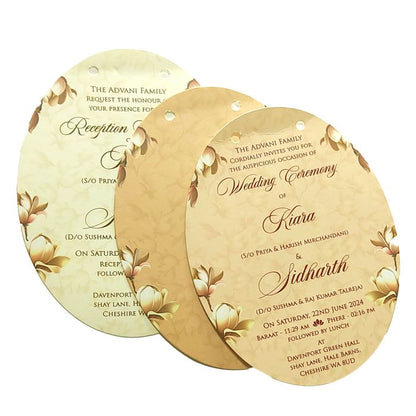 Cream Floral MDF Invitation Card