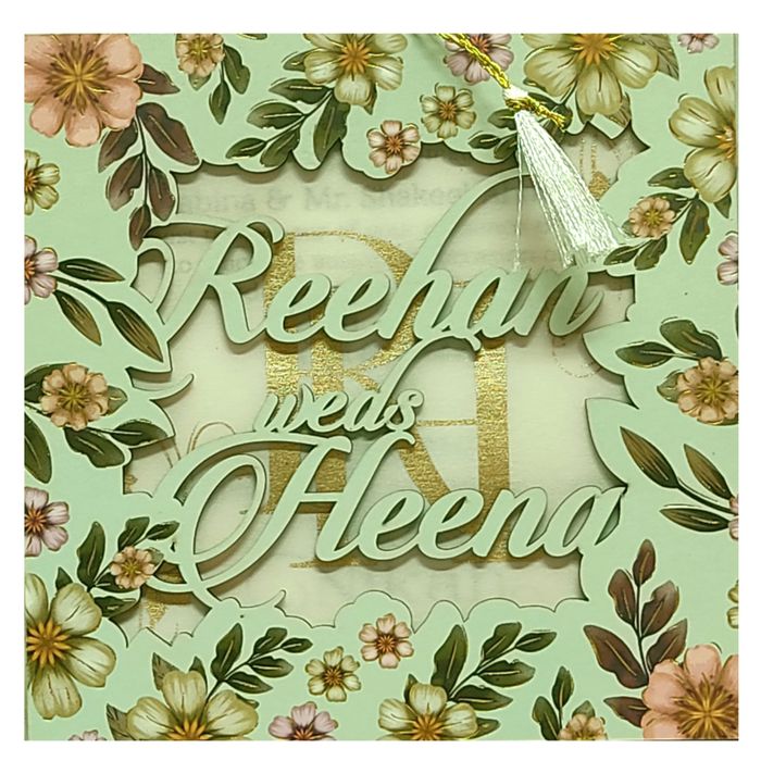 Soft Green MDF Invitation Card