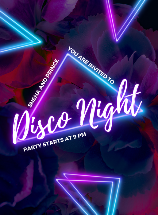Purple Light Wedding Disco Invitation