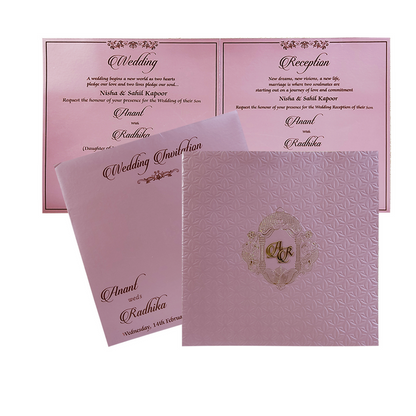 Pink Embossed Wedding Invitation