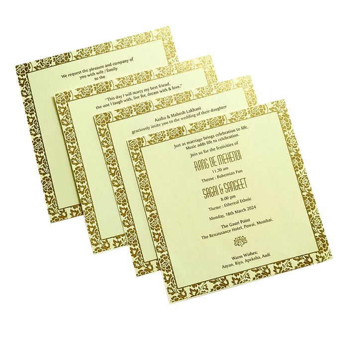 Ivory Embossed Floral Nameplate Marriage Card
