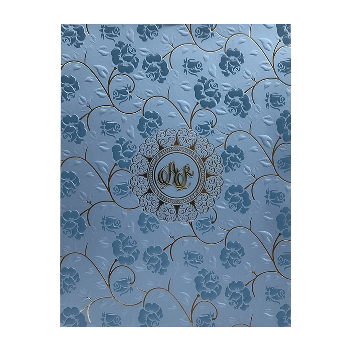 Blue Floral Hindu Wedding Card