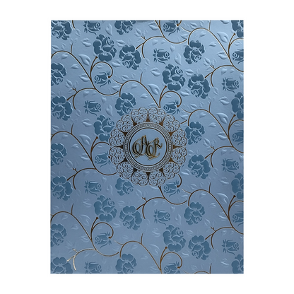 Blue Floral Hindu Wedding Card