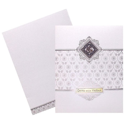White Ganesha Floral Invitation Card