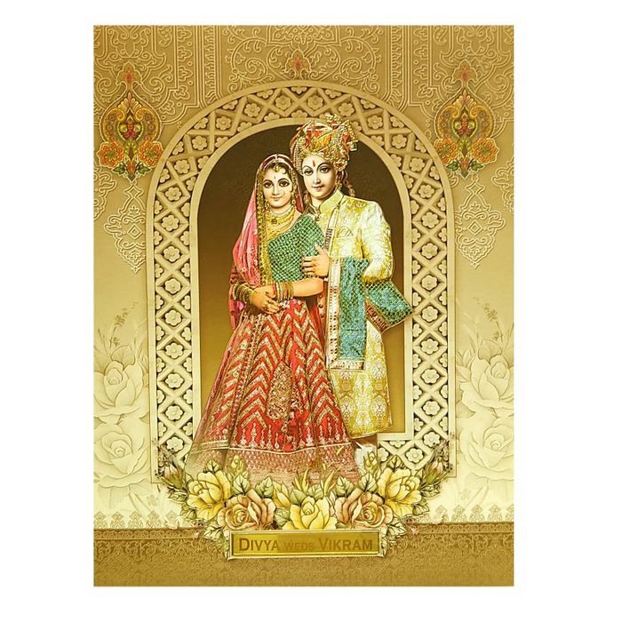 Cream Bride Groom Wedding Invitation Card