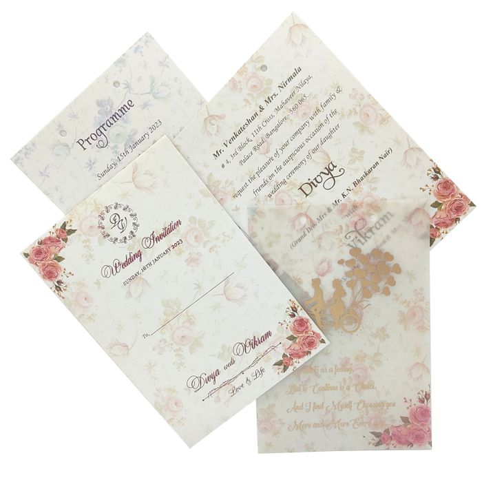 Cream Floral Tracing Sheet In Offset Print-KNCY6601C