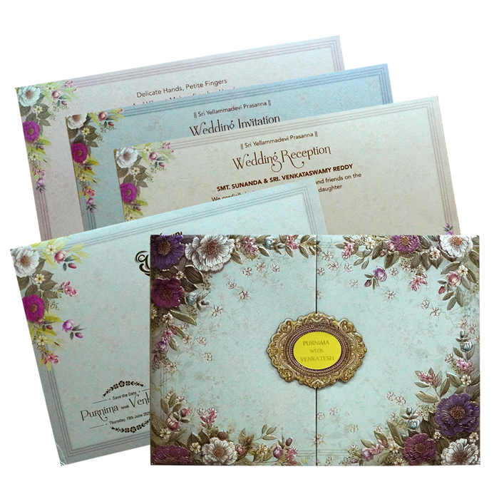 Grey Colorful Padded Wedding Invitation