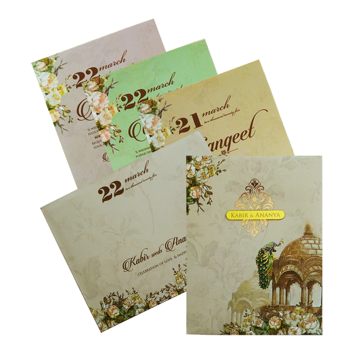 Beige Padded Wedding Card Design