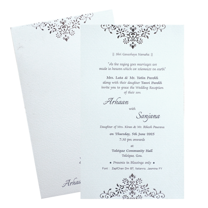 Pure White Single Sheet Invitation