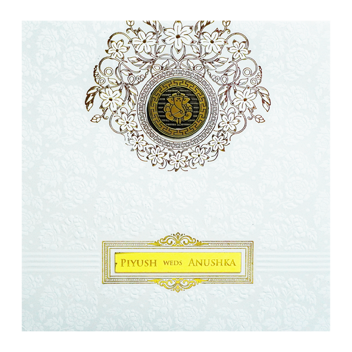 White Ganesh Wedding Card