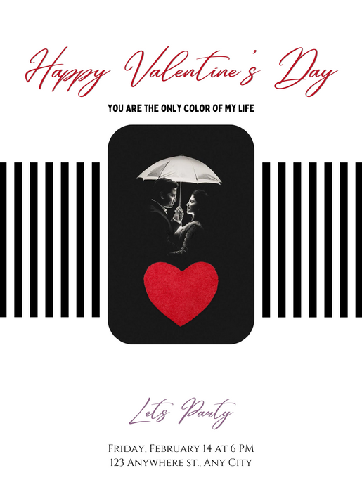 Red Umbrella Valentine s day Invitation