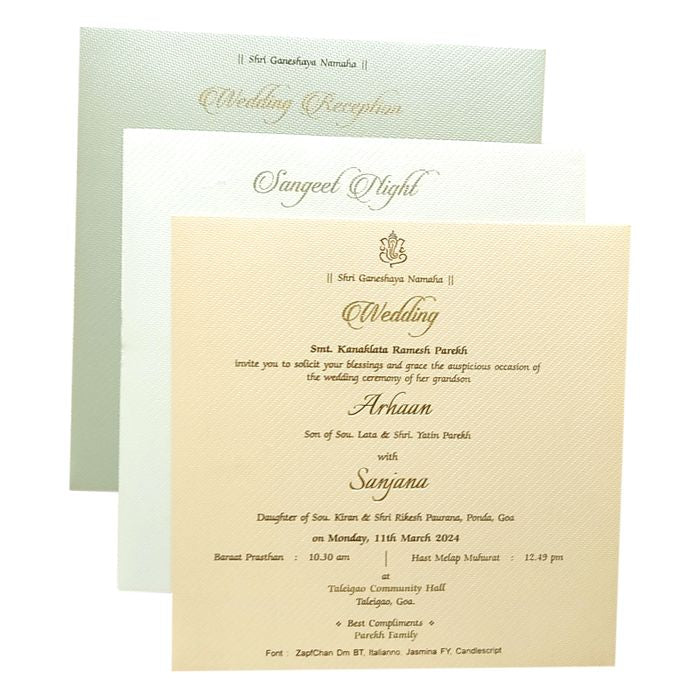 Green Embossed Padded Invitation Card