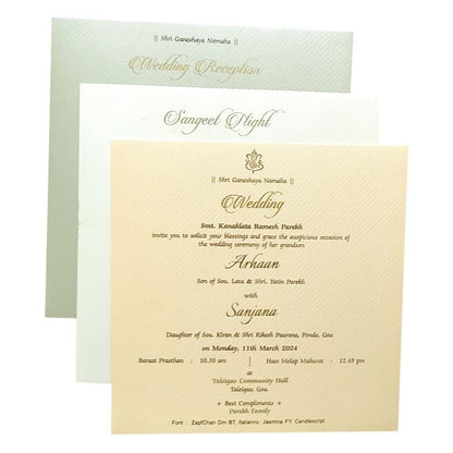 Green Embossed Padded Invitation Card