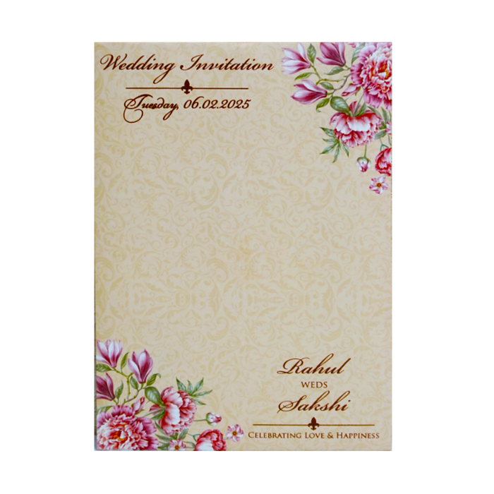 Pink Hibiscus Wedding Invitation Card