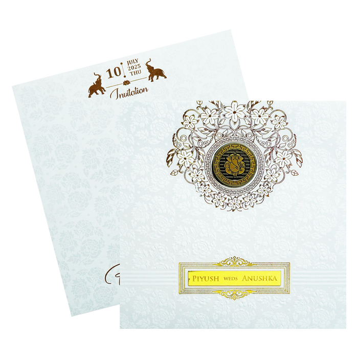 White Ganesh Wedding Card